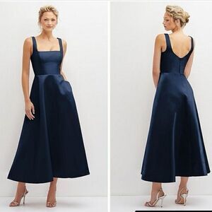 NWT Dessy Collection Square Neck Sateen Midi Gown size 4